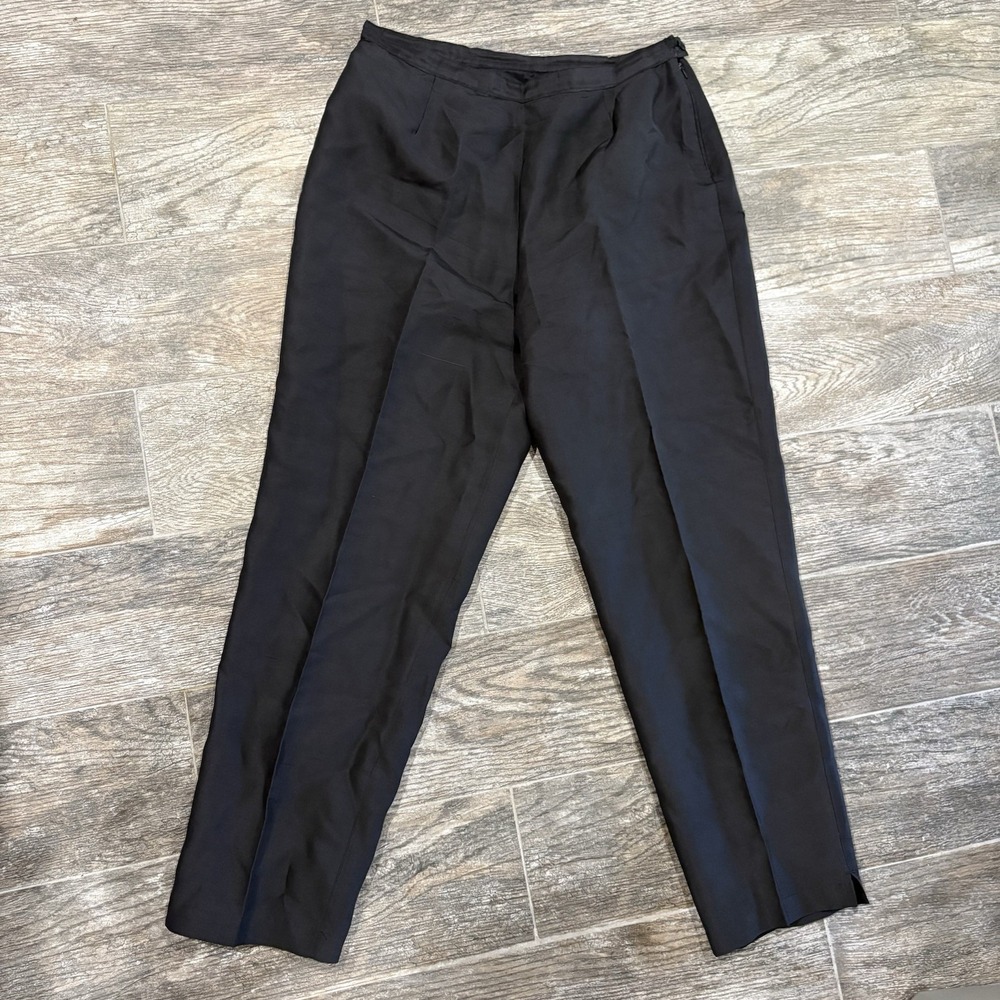 Silkland Pants Womens sz 10 Black Silk High Rise Pants Classic Career Modern